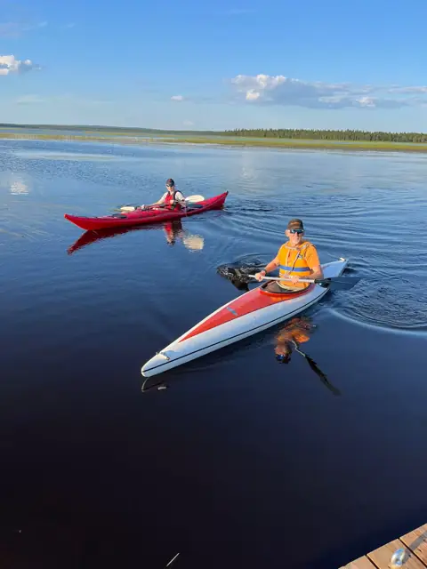 Kayaking on the calm lake
